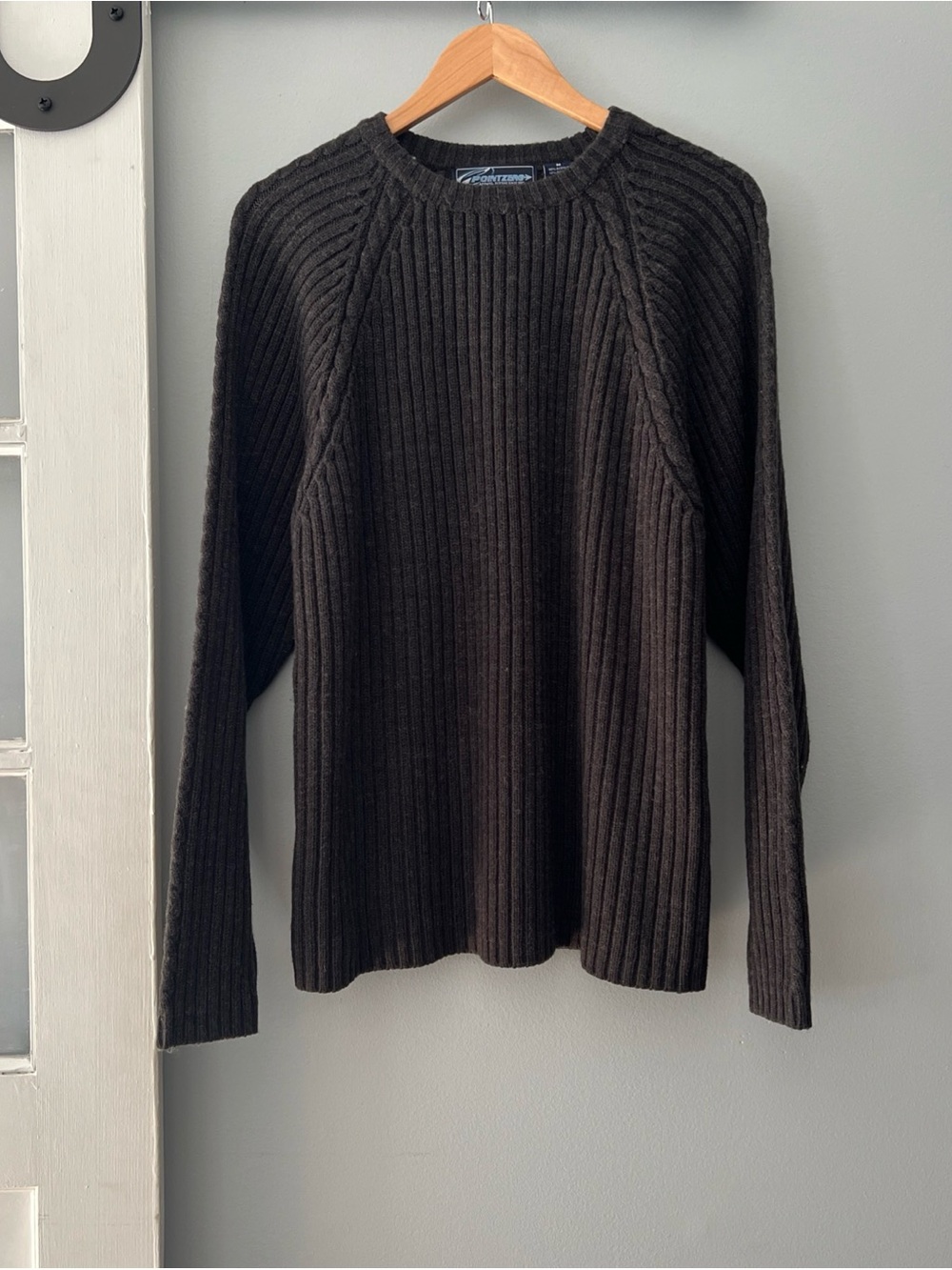 Vintage 90s Point Zero Crew Neck Pullover Sweater Ribbed Knit Wool Acrylic Blend